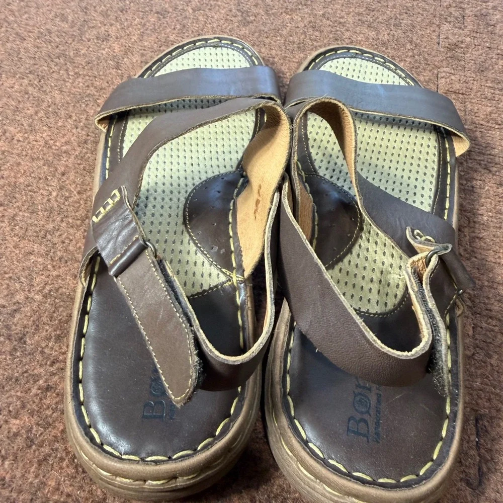 Born Mens Brown Leather Slingback Sandals Handcrafted Comfort Shoes 71143 MW